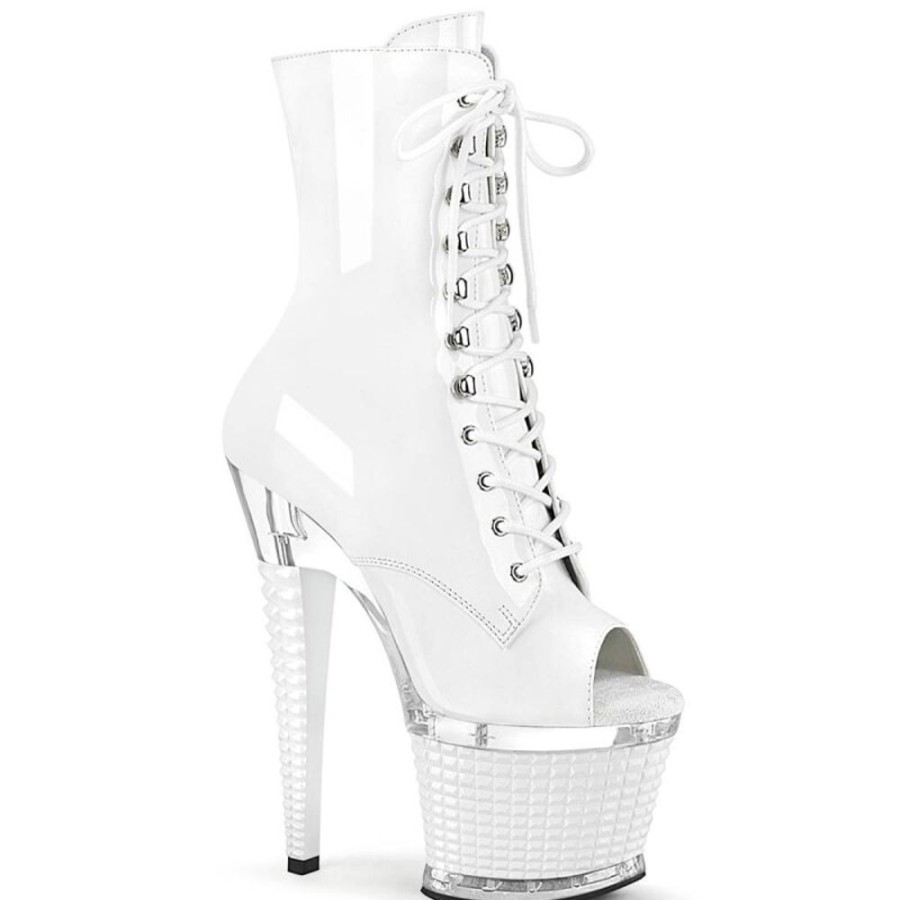 High Heels Pleaser | Pleaser Spectator-1021 Plateau Ankle Boots Patent White