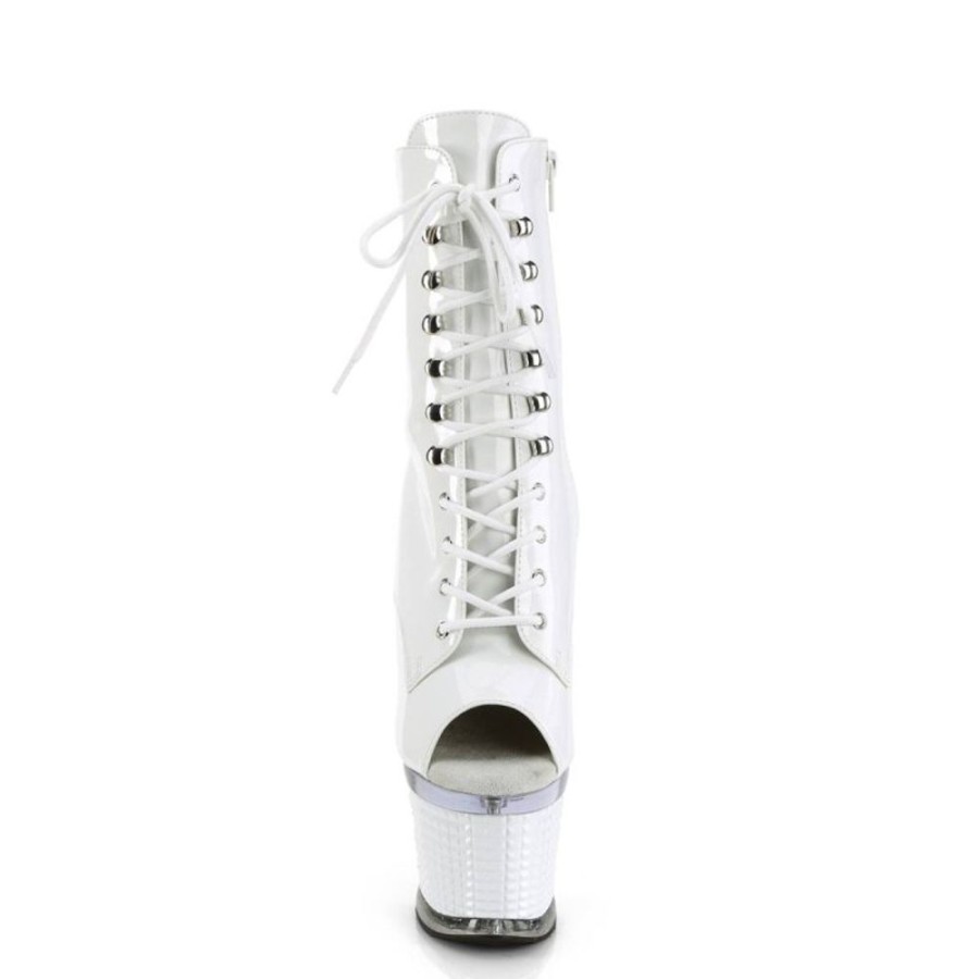 High Heels Pleaser | Pleaser Spectator-1021 Plateau Ankle Boots Patent White