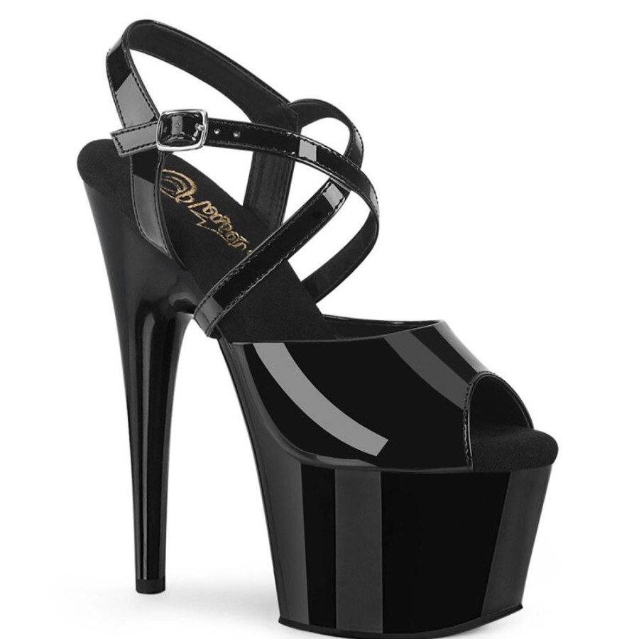 High Heels Pleaser | Pleaser Adore-724 Plateau Sandalettes Patent Black