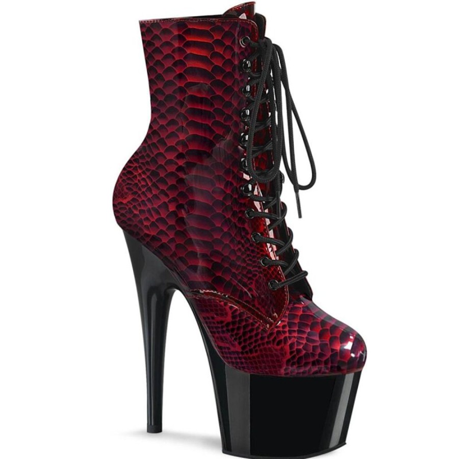 High Heels Pleaser | Pleaser Adore-1020Sp Plateau Ankle Boots Snake Red