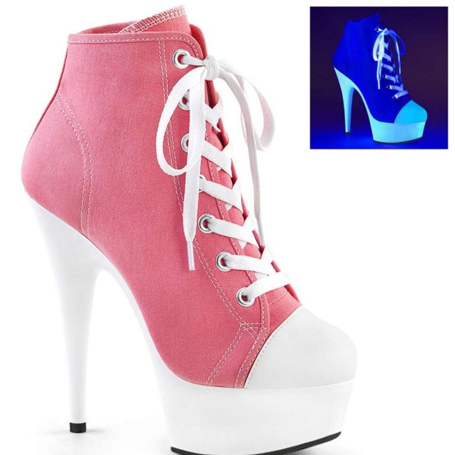 High Heels Pleaser | Pleaser Delight-600Sk-02 Pink Canvas/Neon White