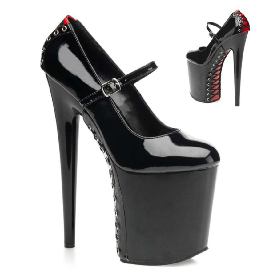 High Heels Pleaser | Pleaser Flamingo-887Fh Black-Red Patent/Black