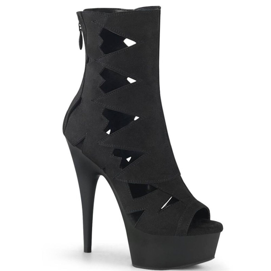 High Heels Pleaser | Pleaser Delight-1014 Plateau Ankle Boots Faux Suede Black