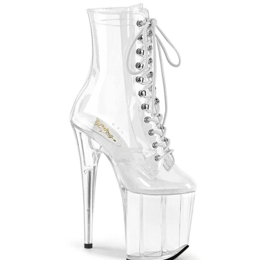 High Heels Pleaser | Pleaser Flamingo-1020C Plateau Ankle Boots Transparent