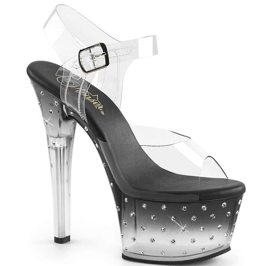 High Heels Pleaser | Pleaser Aspire-608Std Clear/Black-Clear