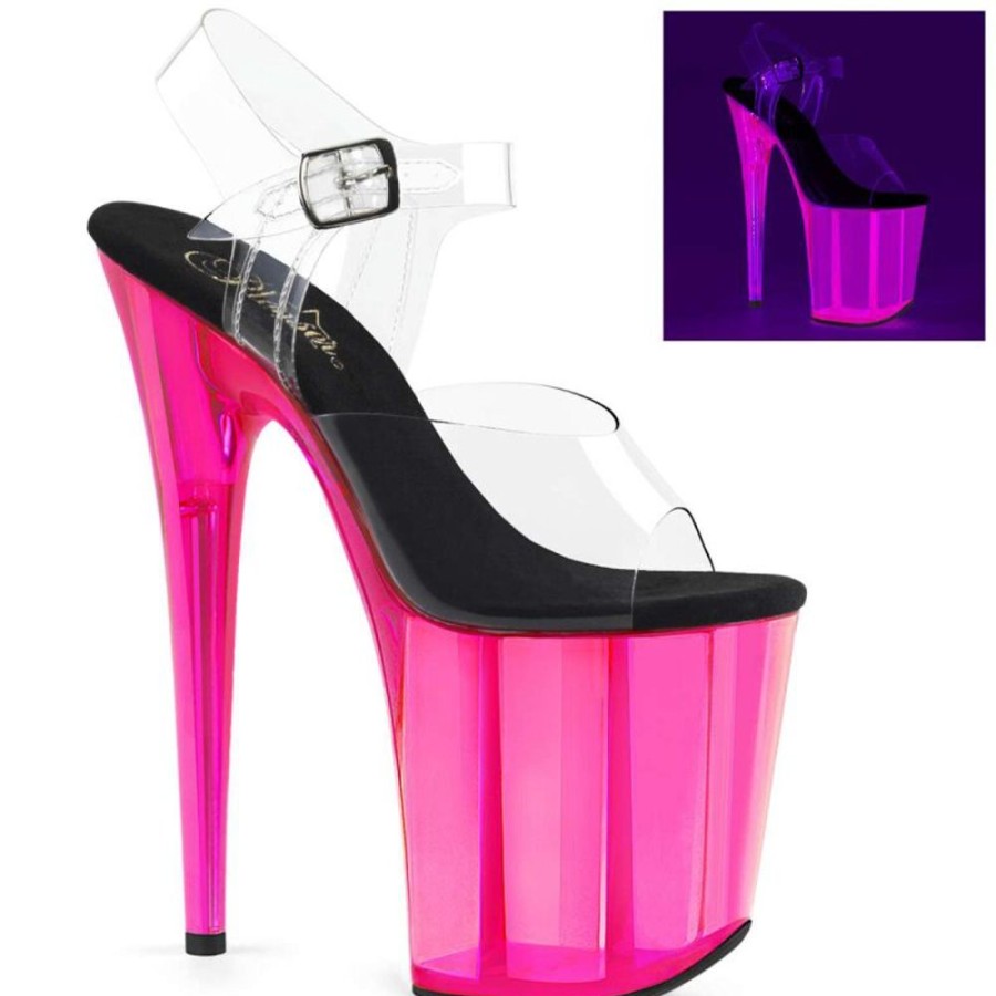 High Heels Pleaser | Pleaser Flamingo-808Uvt Clear/Hot Pink Tinted