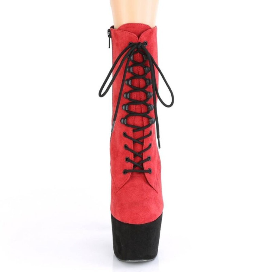 High Heels Pleaser | Pleaser Adore-1020Fstt Plateau Ankle Boots Faux Suede Red