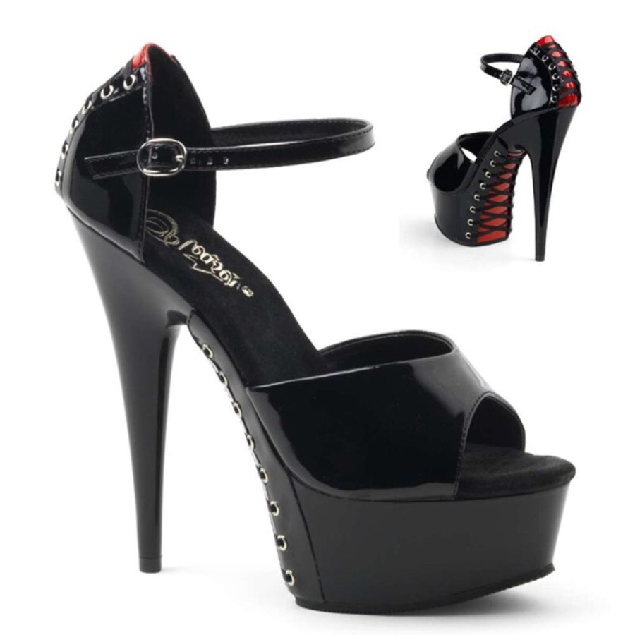 High Heels Pleaser | Pleaser Delight-660Fh Black-Red Patent/Black