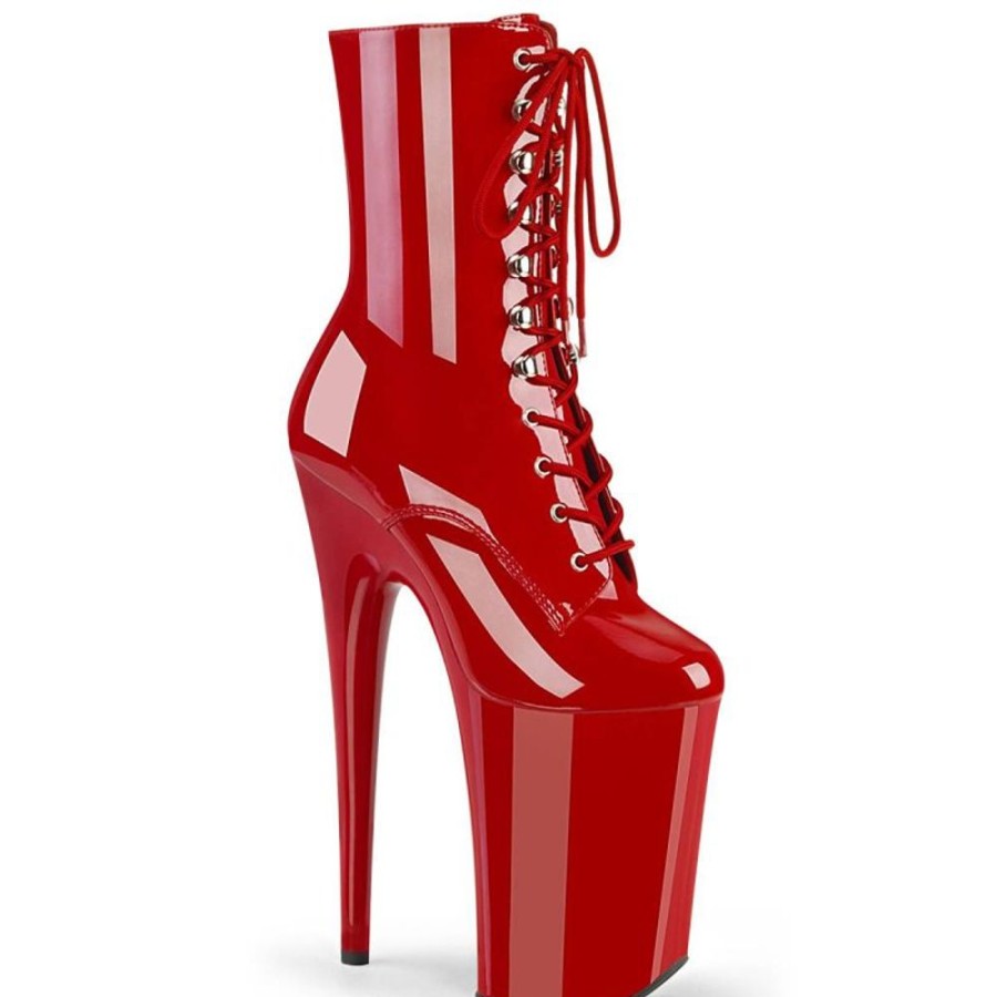 High Heels Pleaser | Pleaser Infinity-1020 Plateau Ankle Boots Patent Red