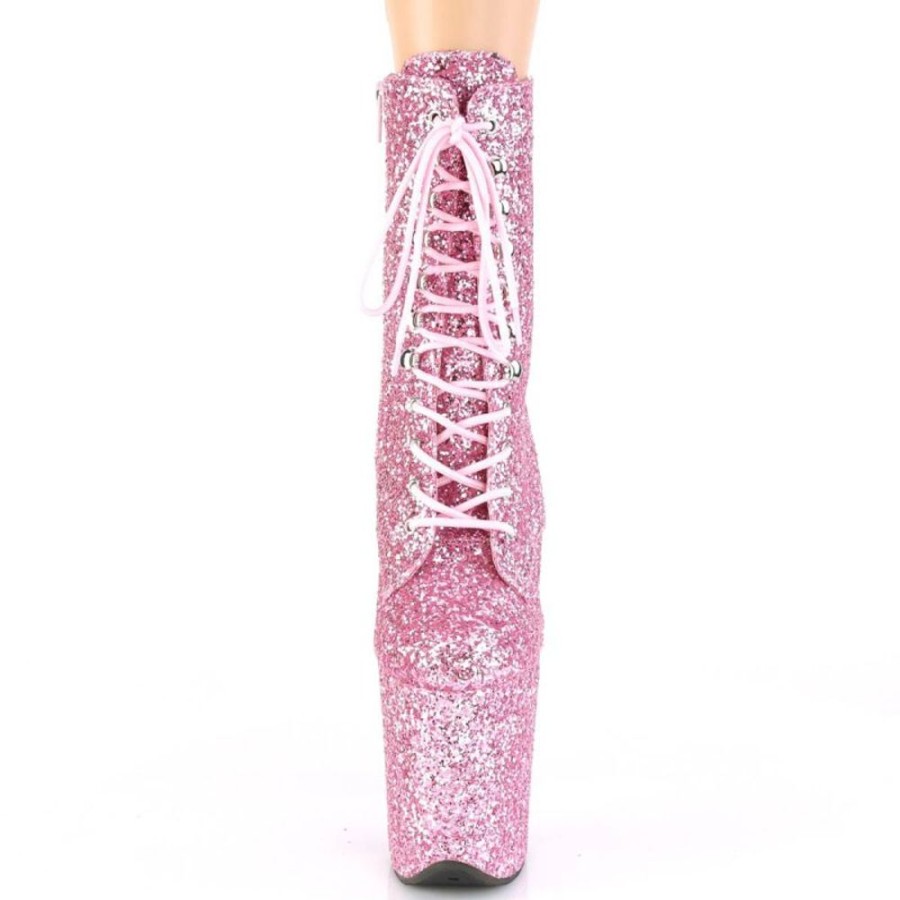 High Heels Pleaser | Pleaser Flamingo-1020Gwr Plateau Ankle Boots Glitter Light Pink