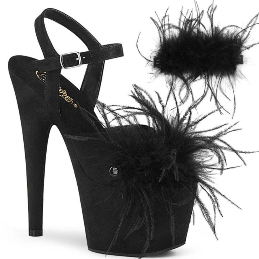 High Heels Pleaser | Pleaser Adore-709F Plateau Sandalettes Faux Suede Black