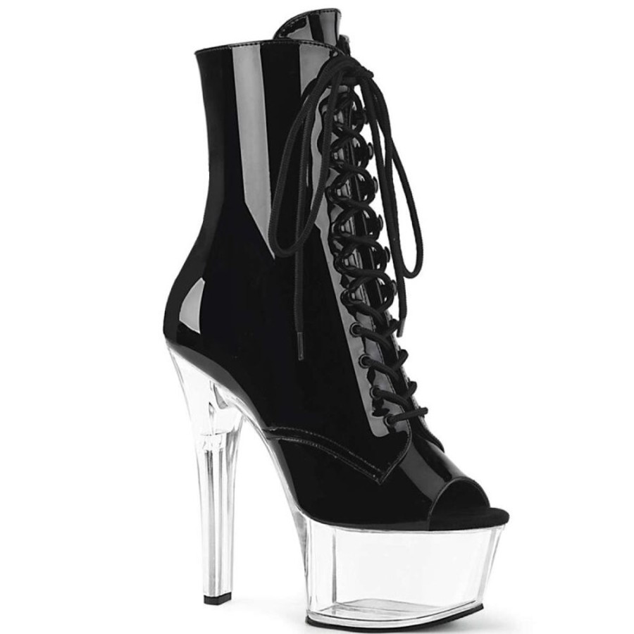 High Heels Pleaser | Pleaser Aspire-1021 Black Patent/Clear