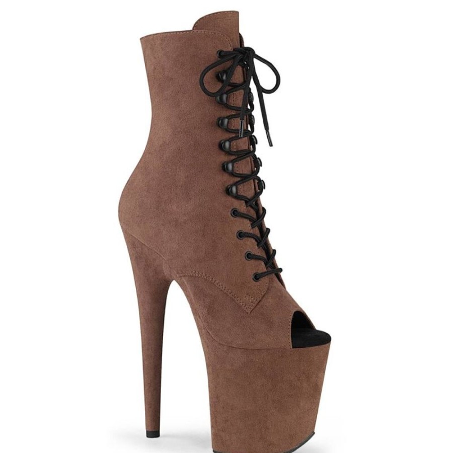 High Heels Pleaser | Pleaser Flamingo-1021Fs Plateau Ankle Boots Faux Suede Brown