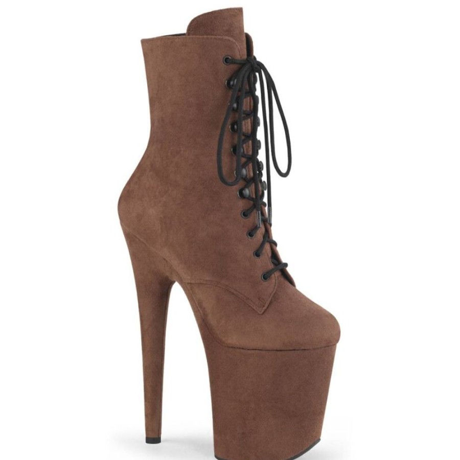 High Heels Pleaser | Pleaser Flamingo-1020Fs Plateau Ankle Boots Faux Suede Caramel