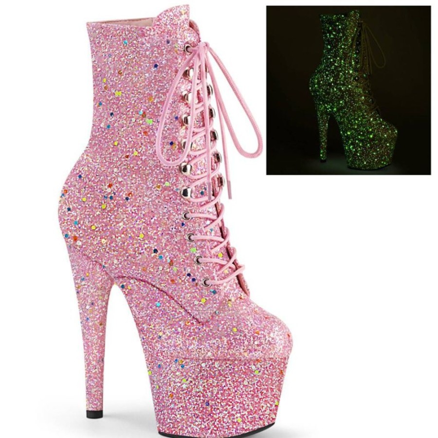 High Heels Pleaser | Pleaser Adore-1020Gdlg Plateau Ankle Boots Glitter Light Pink