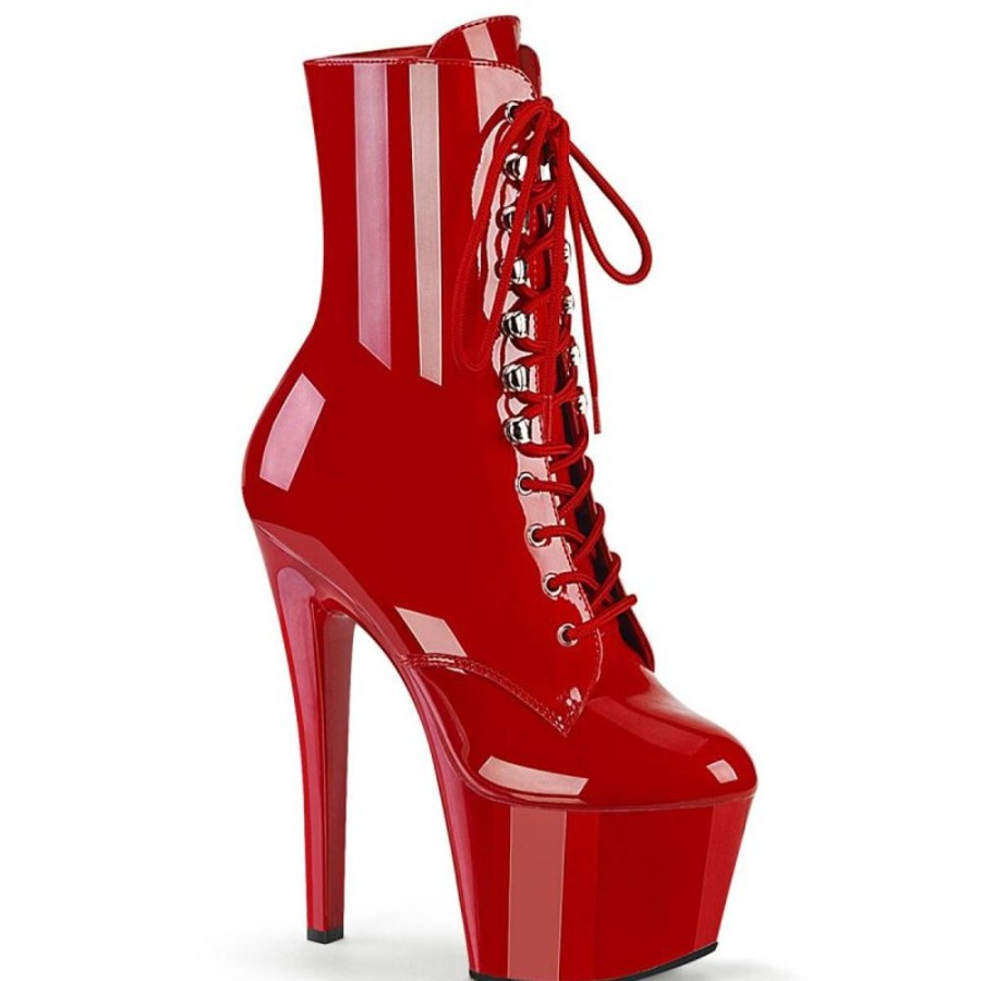 High Heels Pleaser | Pleaser Sky-1020 Plateau Ankle Boots Patent Red