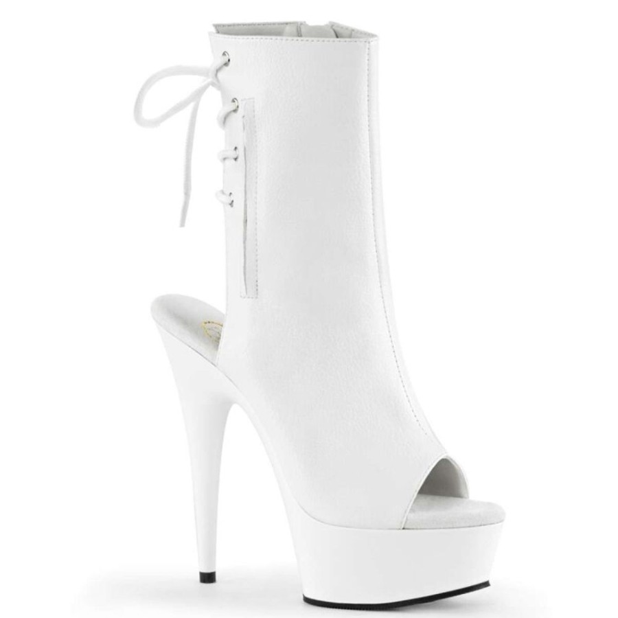 High Heels Pleaser | Pleaser Delight-1018 White Faux Leather/White