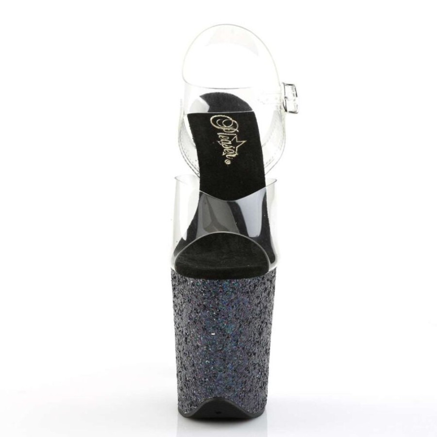 High Heels Pleaser | Pleaser Flamingo-808Lg Clear/Black Multi Glitter