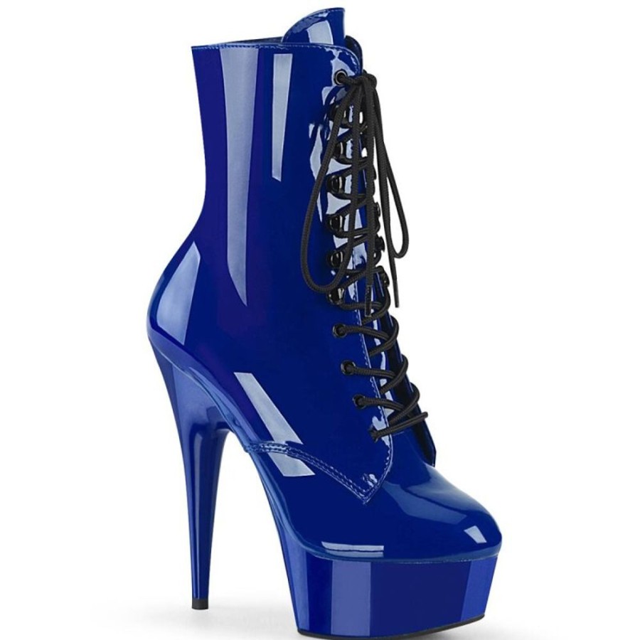 High Heels Pleaser | Pleaser Delight-1020 Plateau Ankle Boots Patent Blue