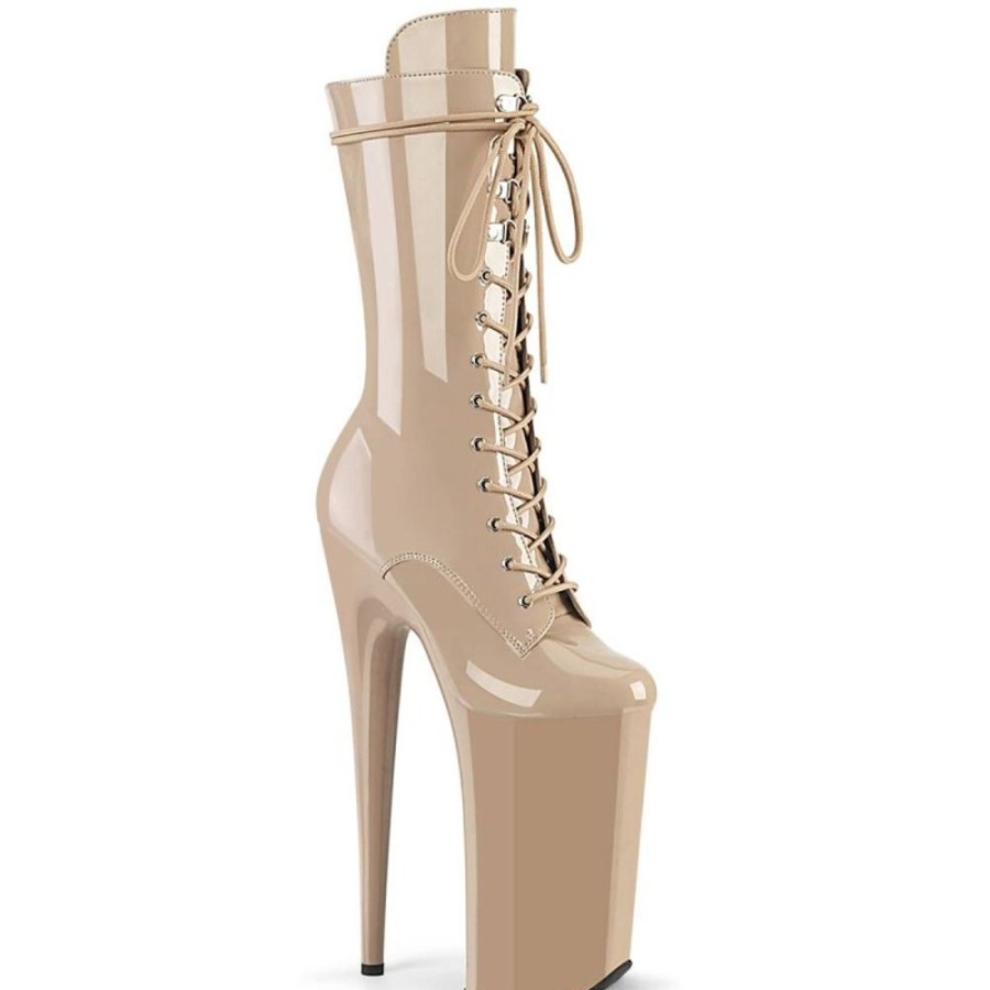 High Heels Pleaser | Pleaser Beyond-1050 Plateau Ankle Boots Patent Nude