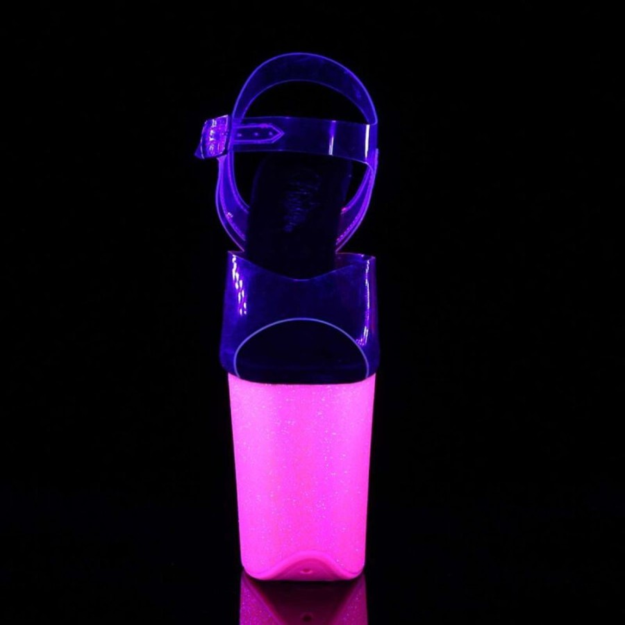 High Heels Pleaser | Pleaser Flamingo-808Uvg Clear/Neon Hot Pink Glitter