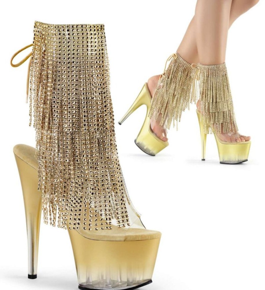 High Heels Pleaser | Pleaser Adore-1017Rsft Clear-Gold/Gold