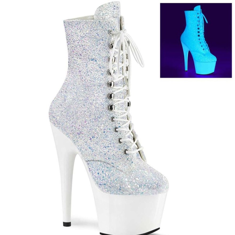 High Heels Pleaser | Pleaser Adore-1020Lg Neon White Multi Glitter/Neon White