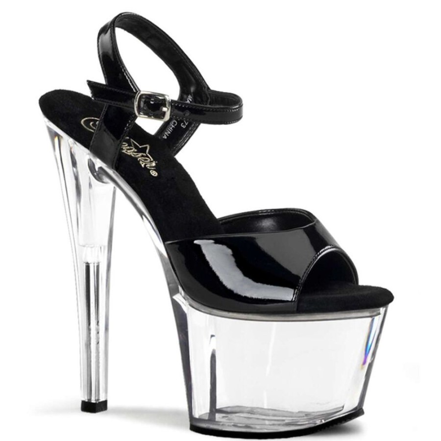 High Heels Pleaser | Pleaser Sky-309 Black Patent/Clear