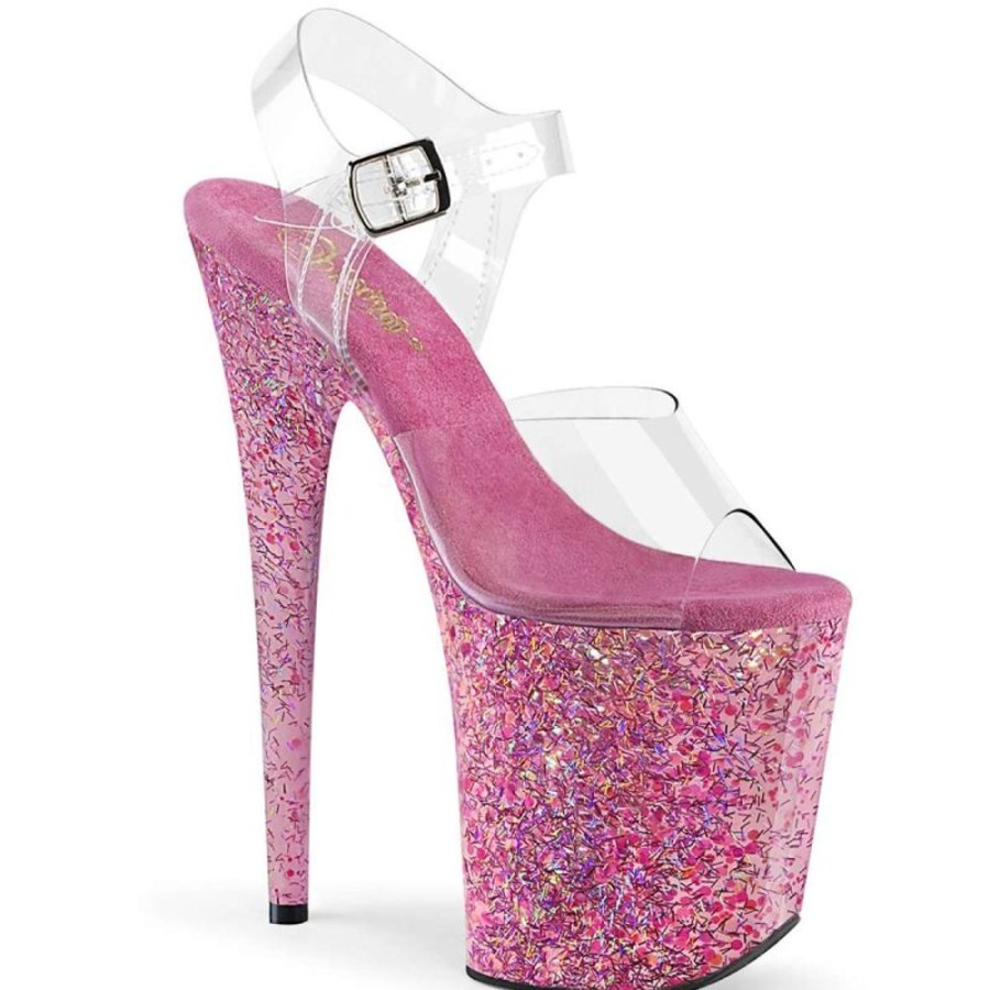 High Heels Pleaser | Pleaser Flamingo-808Cf Clear/Pink Confetti