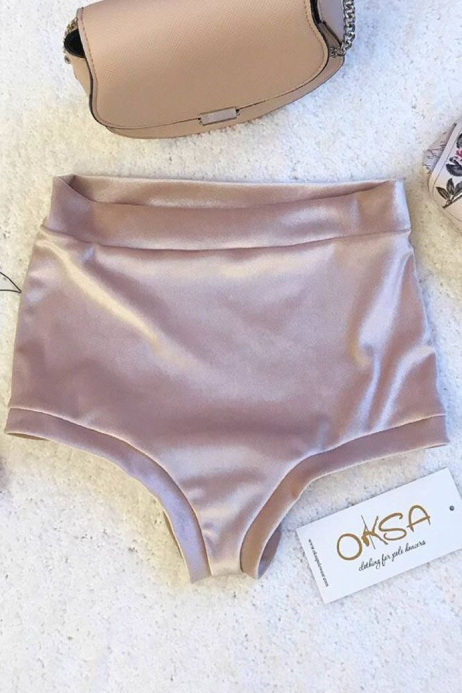 Pole Dance Wear Oksa Polewear | Oksawear High Waist Shorts Velvet Barbie