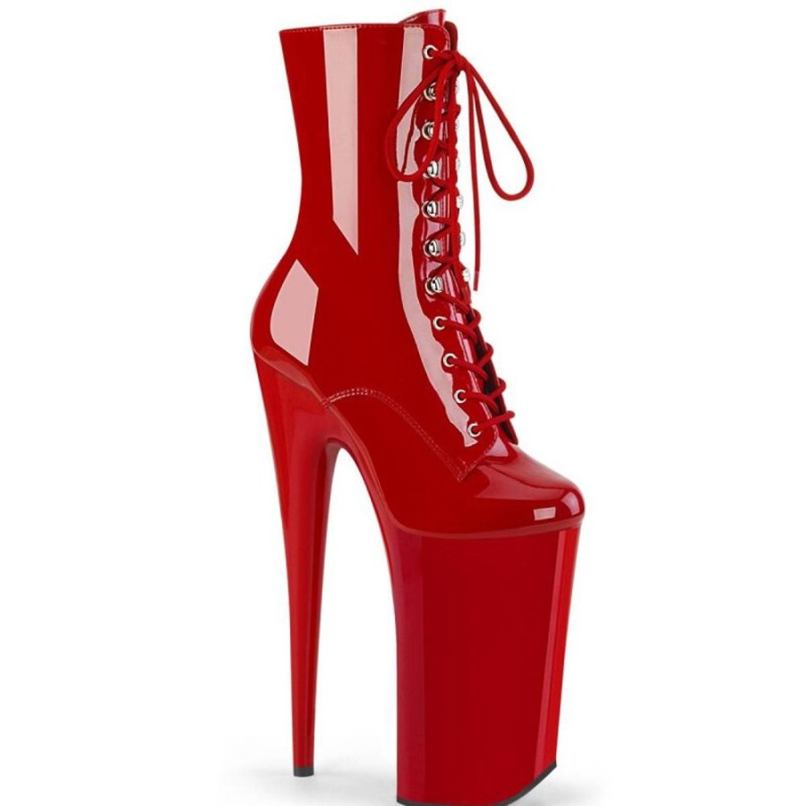 High Heels Pleaser | Pleaser Beyond-1020 Plateau Ankle Boots Patent Red