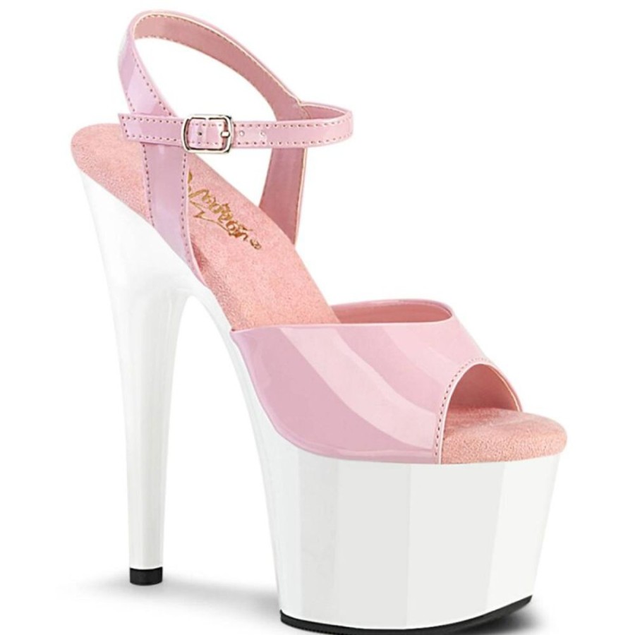 High Heels Pleaser | Pleaser Adore-709 Plateau Sandalettes Patent Light Pink White