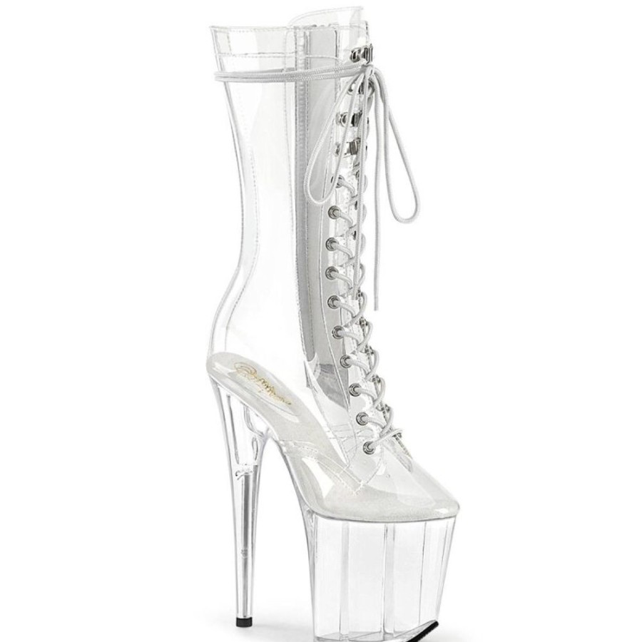 High Heels Pleaser | Pleaser Flamingo-1050C Plateau Ankle Boots Transparent