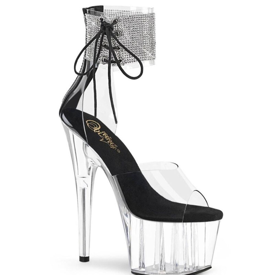 High Heels Pleaser | Pleaser Adore-724Rs Plateau Sandalettes Rhinestones Transparent