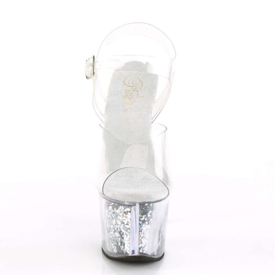 High Heels Pleaser | Pleaser Sky-308Gf Clear/Silver Multi Glitter