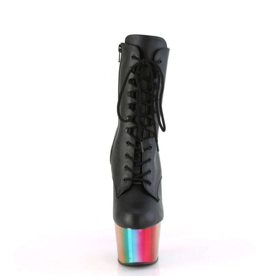 High Heels Pleaser | Pleaser Adore-1020Rc Plateau Ankle Boots Faux Leather Chrome Black Colorful