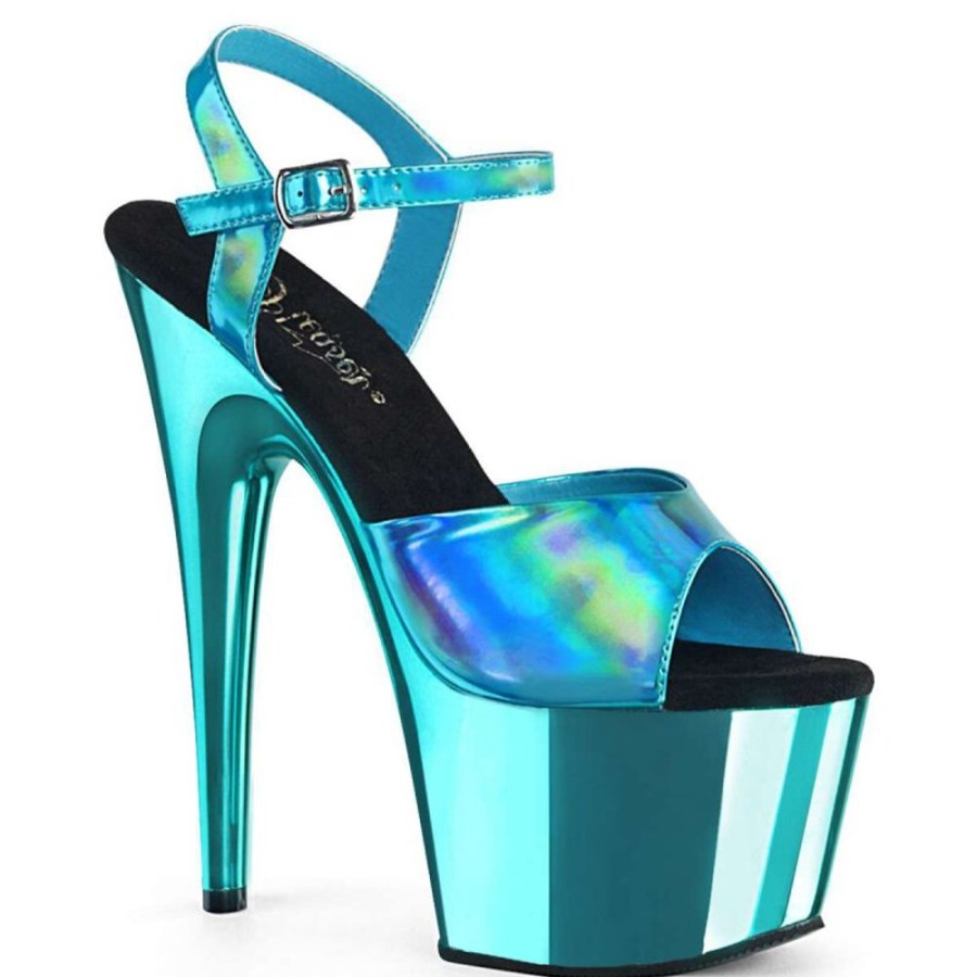 High Heels Pleaser | Pleaser Adore-709Hgch Turquoise Hologram/Turquoise Chrome