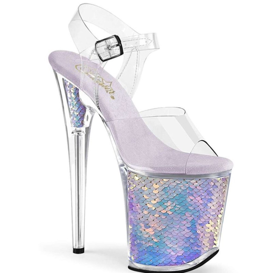 High Heels Pleaser | Pleaser Flamingo-808Mc Clear/Lavender Hologram Inserts