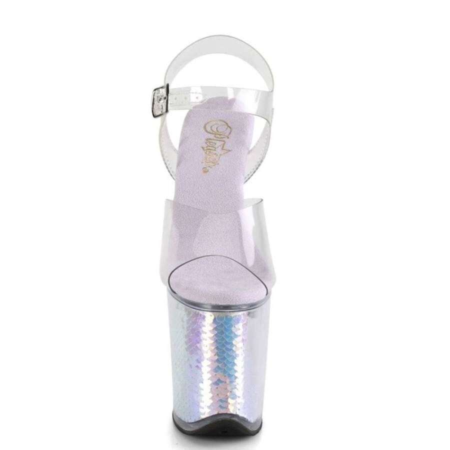 High Heels Pleaser | Pleaser Flamingo-808Mc Clear/Lavender Hologram Inserts