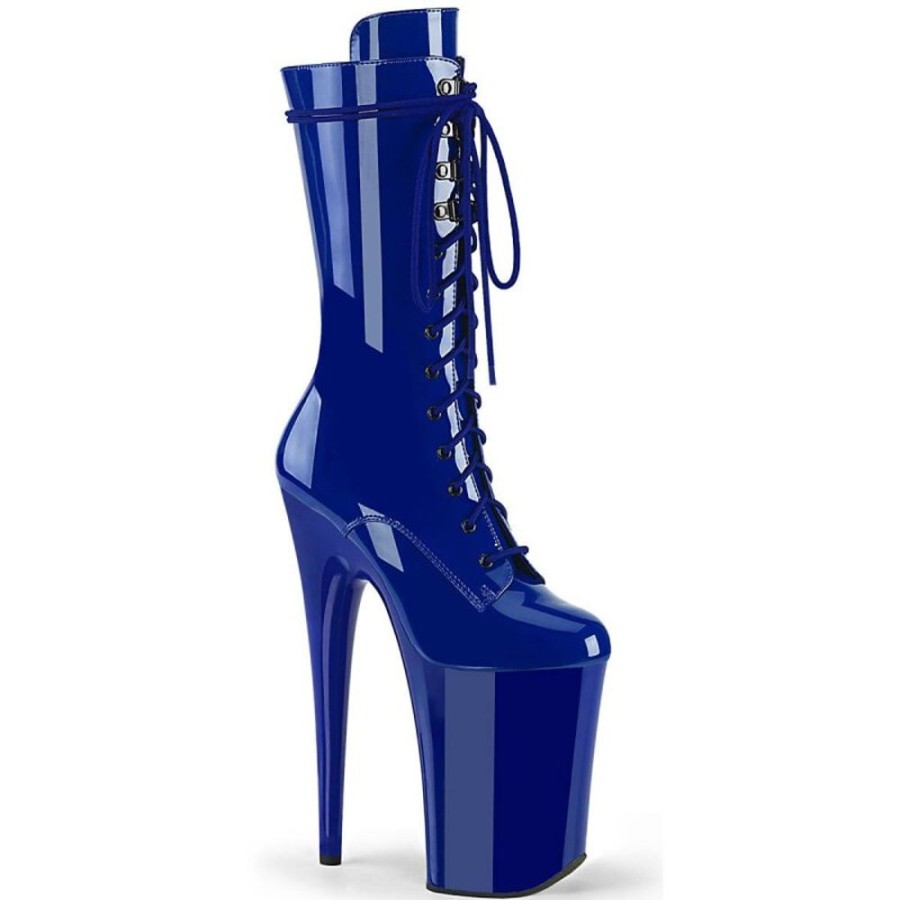 High Heels Pleaser | Pleaser Infinity-1050 Plateau Ankle Boots Patent Blue