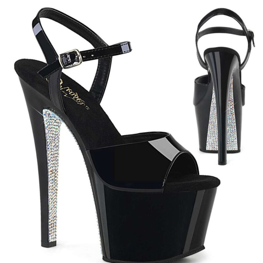 High Heels Pleaser | Pleaser Sky-309Crs Black/Black-Silver Ab Rstn