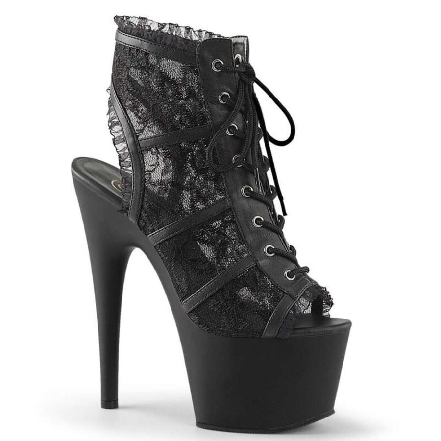 High Heels Pleaser | Pleaser Adore-796Lc Black Mesh Lace/Black Matte