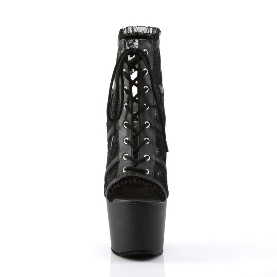 High Heels Pleaser | Pleaser Adore-796Lc Black Mesh Lace/Black Matte