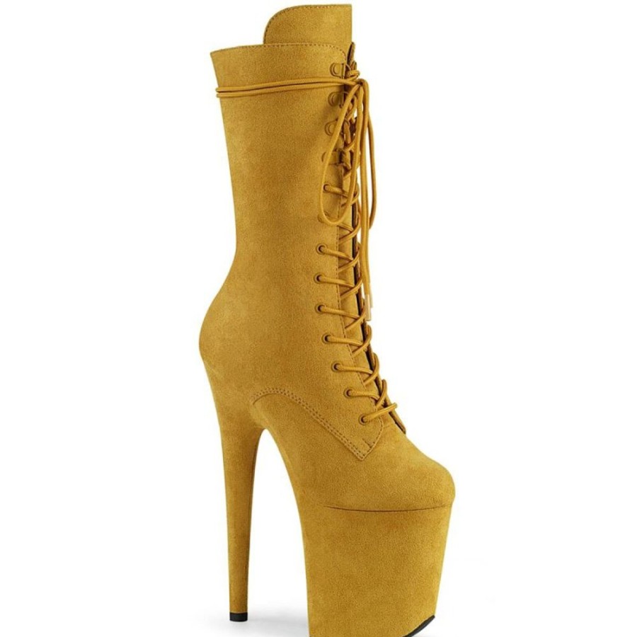 High Heels Pleaser | Pleaser Flamingo-1050Fs Plateau Ankle Boots Faux Suede Yellow