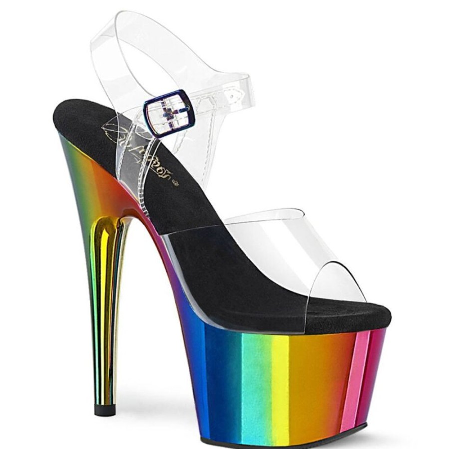 High Heels Pleaser | Pleaser Adore-708Rc Plateau Sandalettes Chrome Transparent Colorful