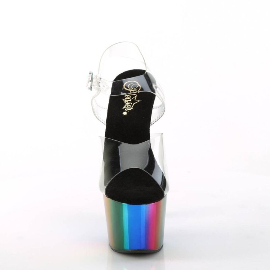 High Heels Pleaser | Pleaser Adore-708Rc Plateau Sandalettes Chrome Transparent Colorful