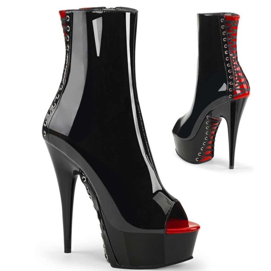 High Heels Pleaser | Pleaser Delight-1025 Black-Red Patent/Black