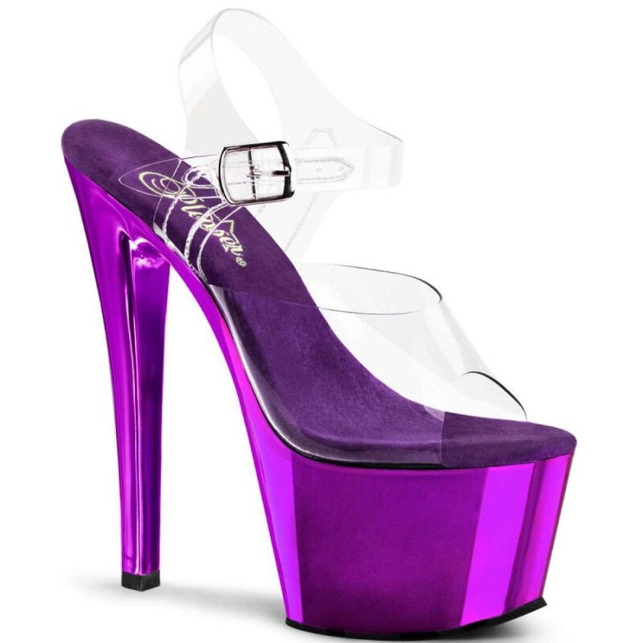 High Heels Pleaser | Pleaser Sky-308 Clear/Purple Chrome