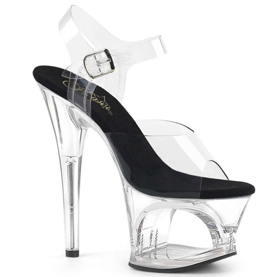 High Heels Pleaser | Pleaser Moon-708 Clear-Black/Clear