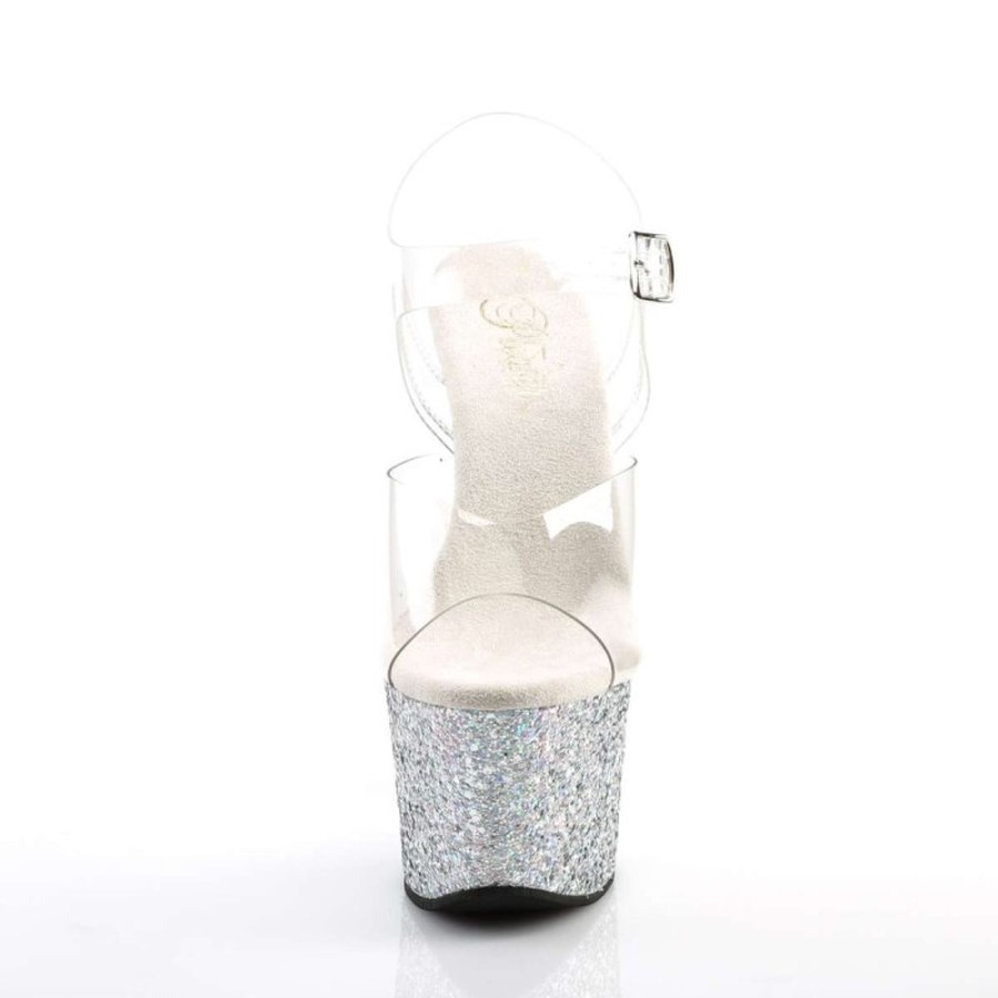 High Heels Pleaser | Pleaser Sky-308Lg Clear/Silver Multi Glitter